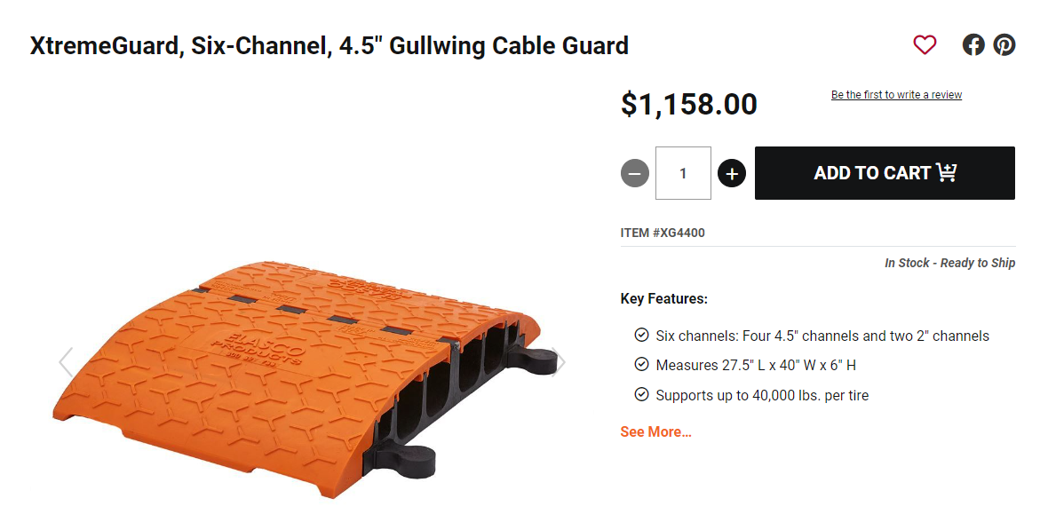 Cable Ramp Protector - 40" x 27-1/2" x 7-1/4"