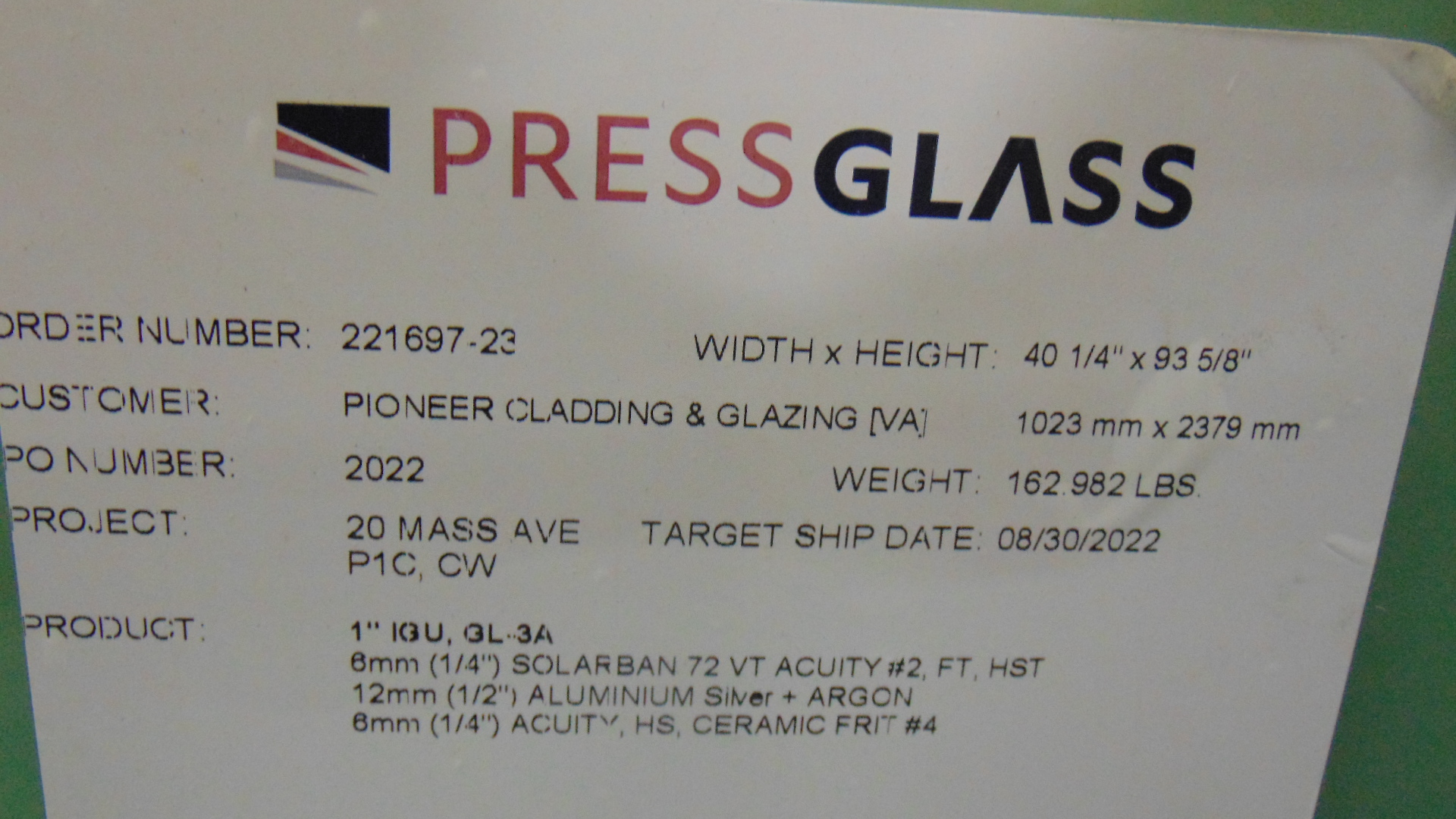 Opaque Insulated Glass - 40-1/4" x 93-5/8" x 1" - Image 5