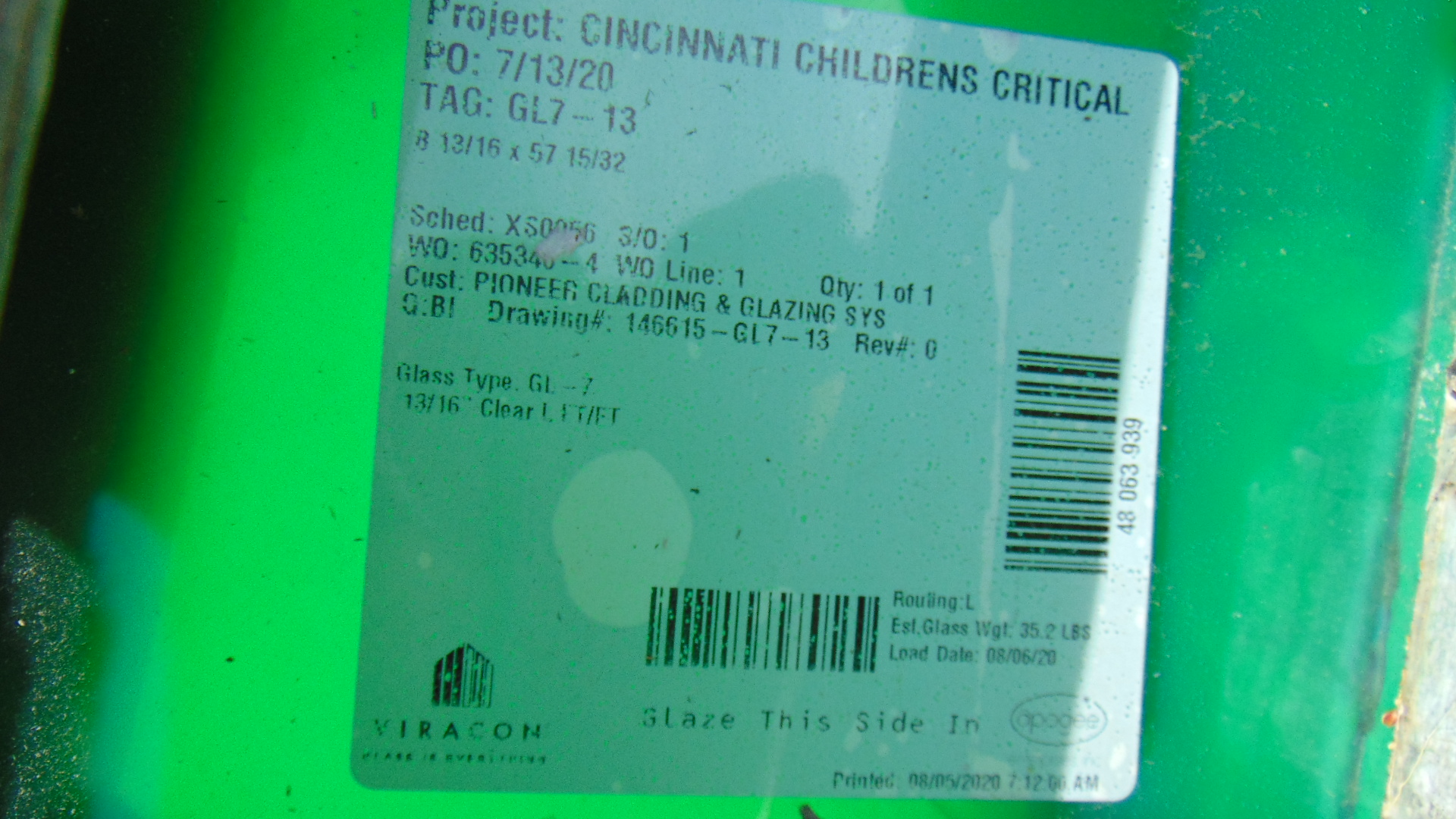 Opaque Insulated Glass - 8-13/16" x 57-15/32" x 1" - Image 3