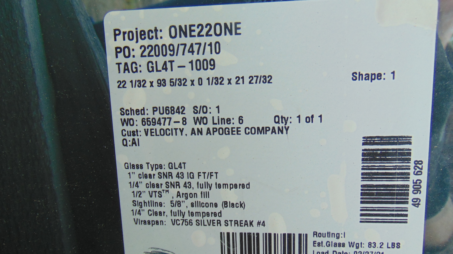 Opaque Insulated Glass - 22-1/32" x 93-5/32" x 21-27/32" x 1" - Image 4