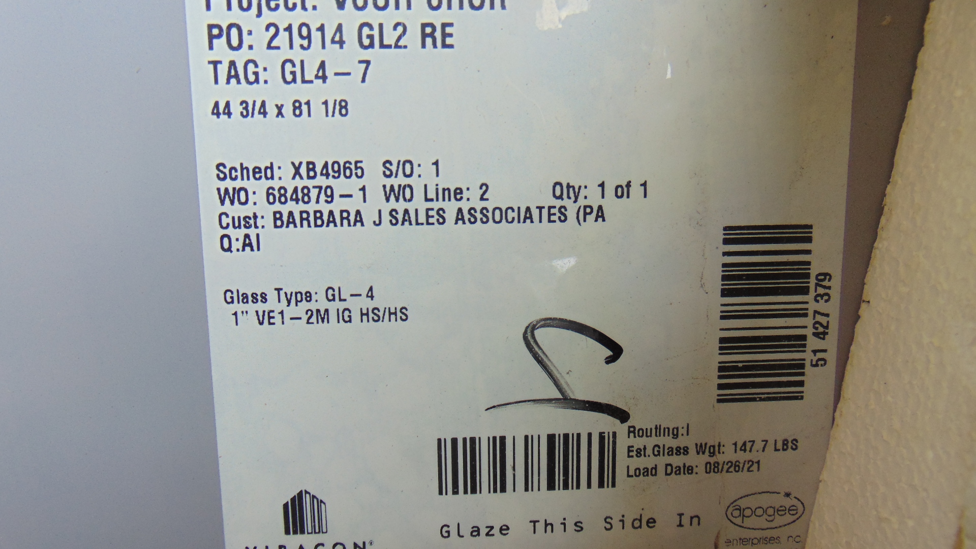 Opaque Insulated Glass - 44-3/4" x 81-1/8" x 1" - Image 3
