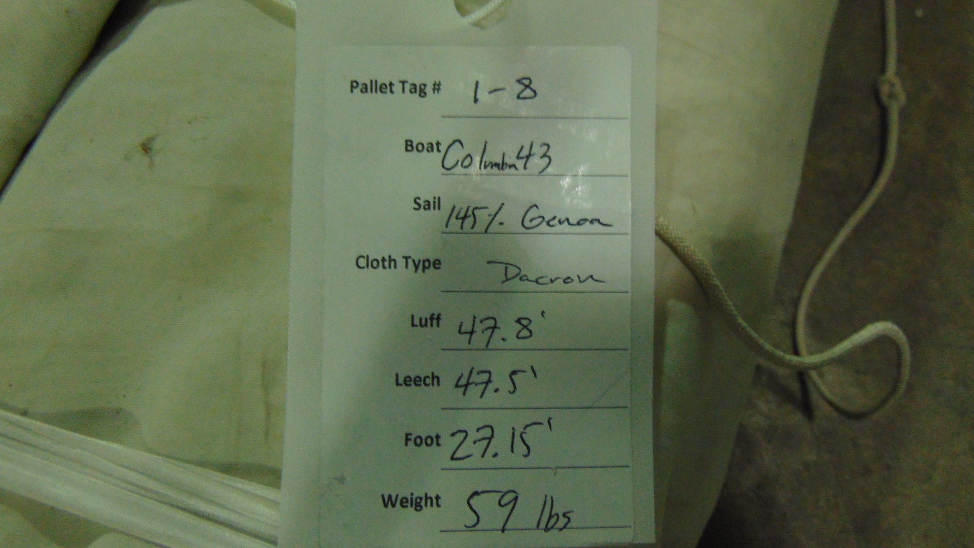Columbia 43 Sail - 47.8' x 47.5' x 27.15' - Image 3