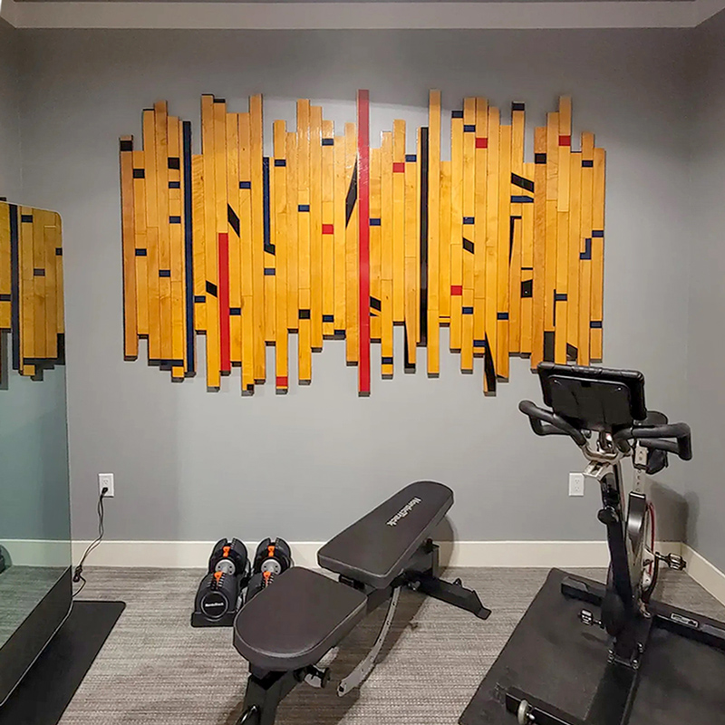 gym floor , basketball court wall art