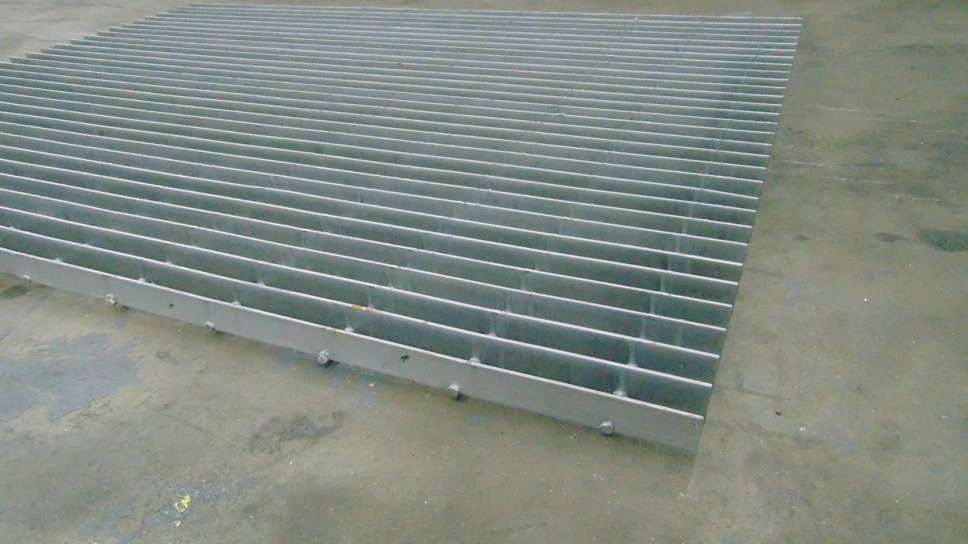 A piece of painted steel grating