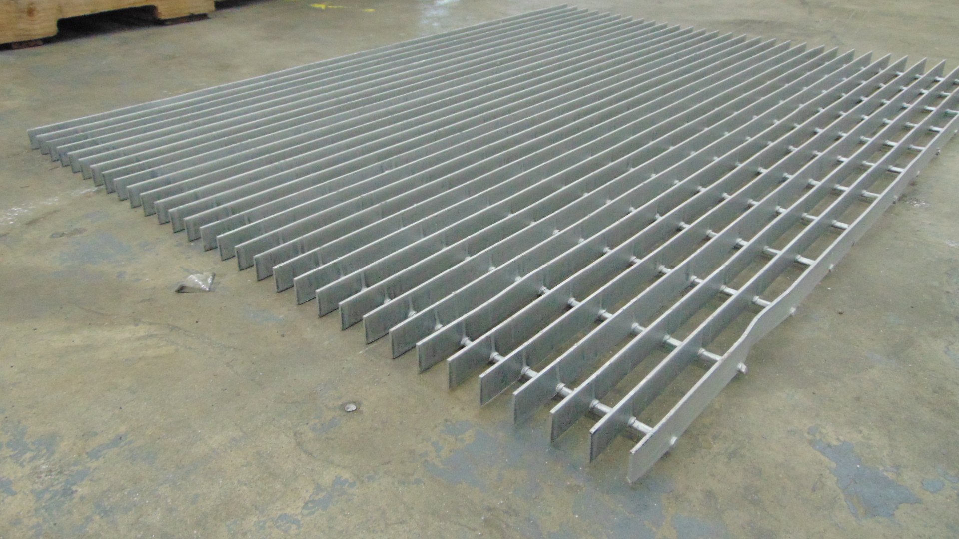 A piece of painted steel grating