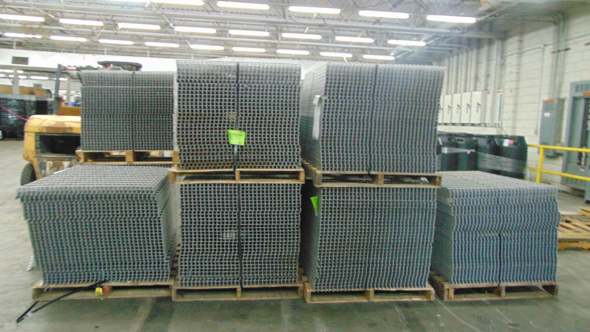 A piece of painted steel grating