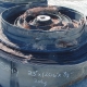 A roll of used rubber conveyor