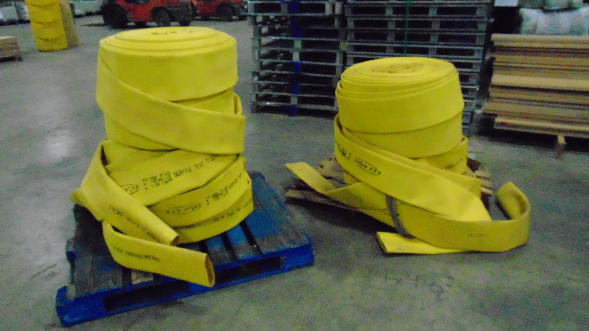 a yellow fire hose with no couplings
