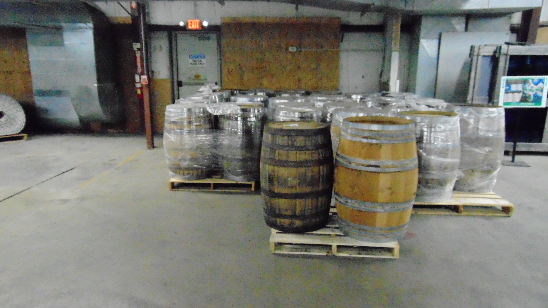 A used wooden whiskey barrel