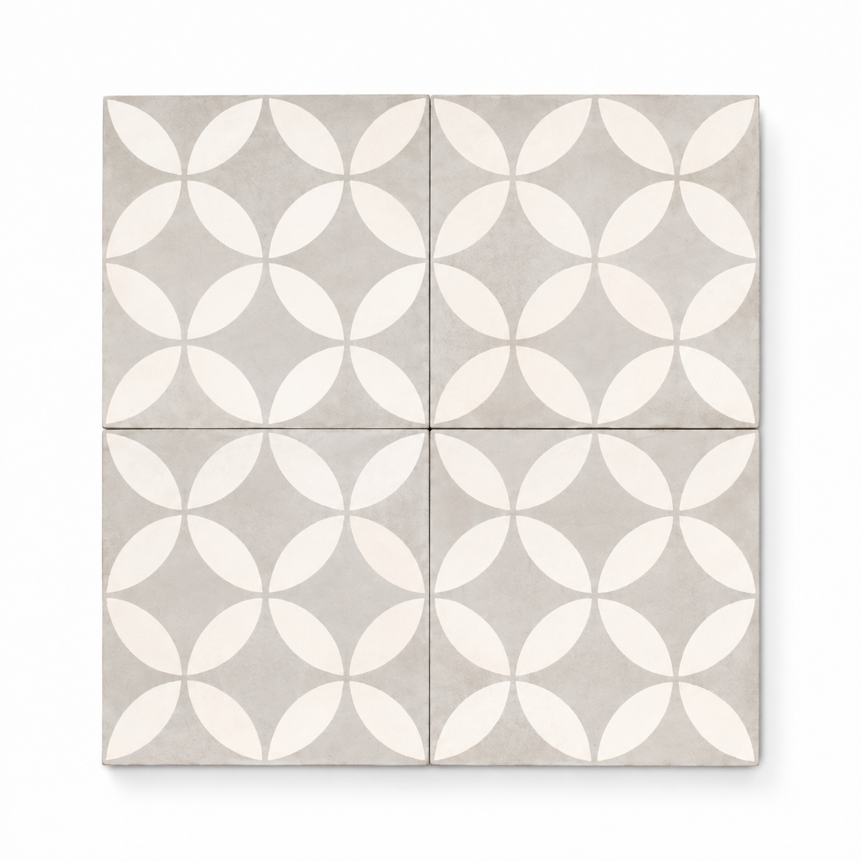 Encaustic Cement Tile - Circles White on Gray - Case QTY
