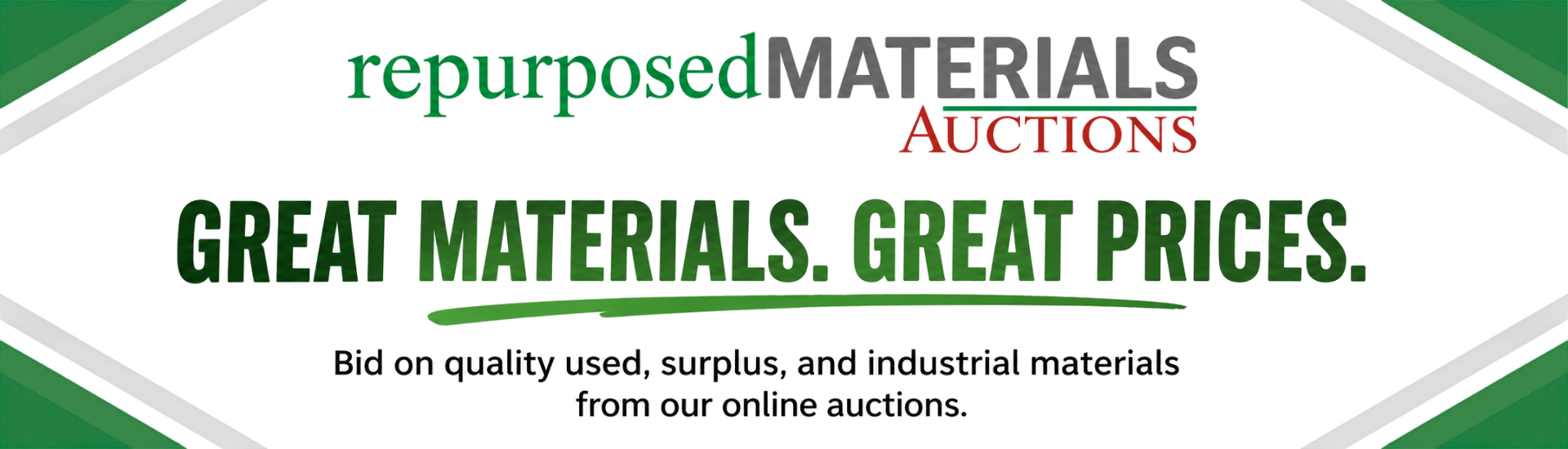 repurposedMATERIALS Auctions Banner - great materials great prices